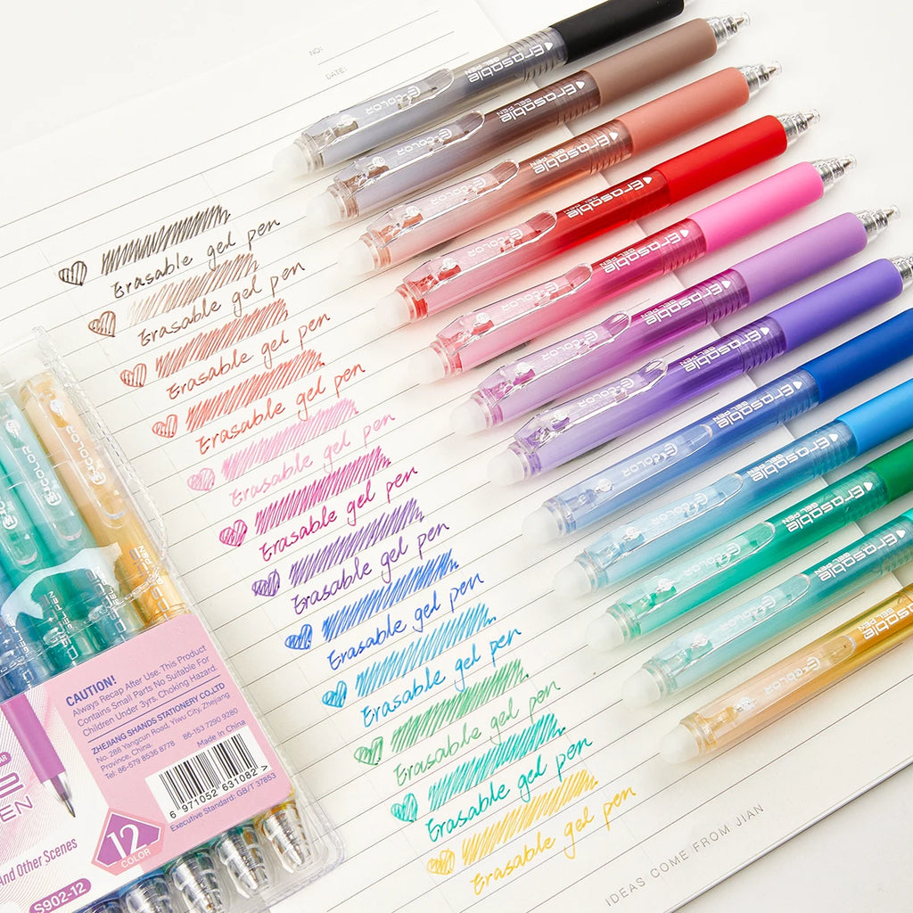 Set di penne gel retrattili 0.7 mm, 12/24/36 colori, cancellabili – per…