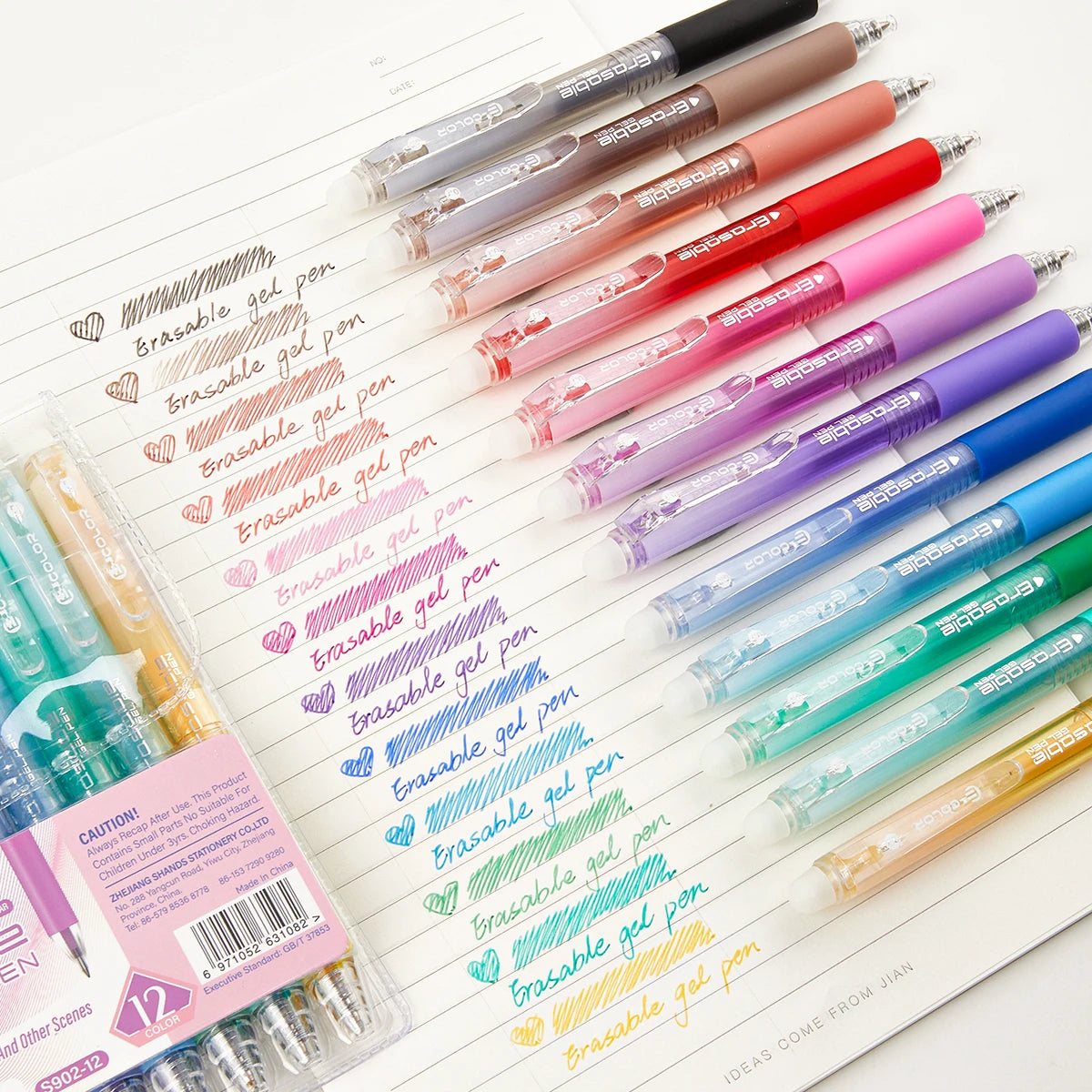 Set di penne gel retrattili 0.7 mm, 12/24/36 colori, cancellabili – per…