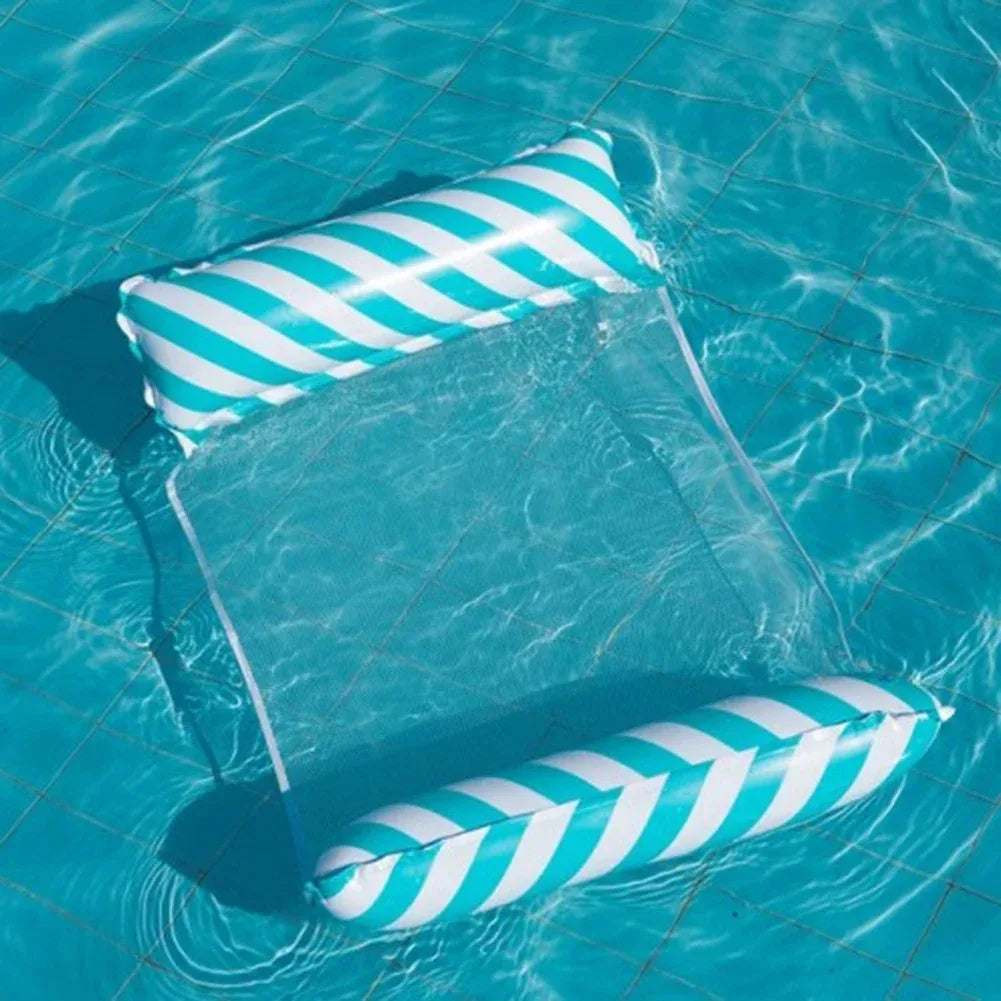 Amaca Gonfiabile da Piscina con Rete – Lettino Flottante a Strisce