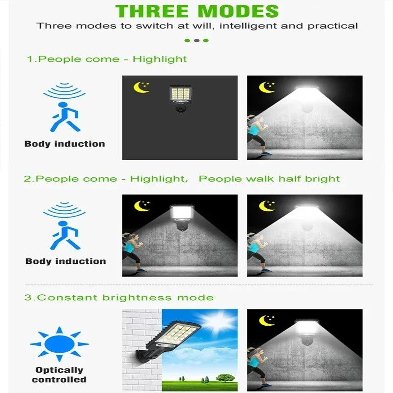 1/2/3/4PCS Solar Lights Outdoor 3 Modes 200COB Waterproof Street Lamp Motion Sensor Security Lighting for Garden Patio Path Yard