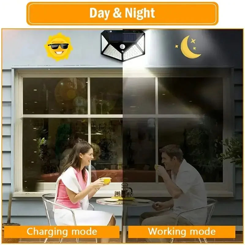 1-4PCS Solar LED Wall Light,100 LED Outdoor Motion Sensor Lights Waterproof Solar Wall Lamp for Garden Fence Yard Pathway Stairs