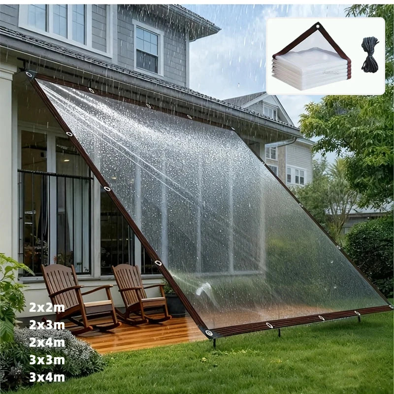 Telo PVC Trasparente Impermeabile con Ganci – Copertura Antivento per Serre