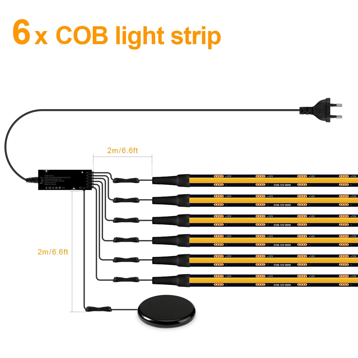 Striscia LED dimmerabile touch nera PCB COB per pannelli in legno e vetro