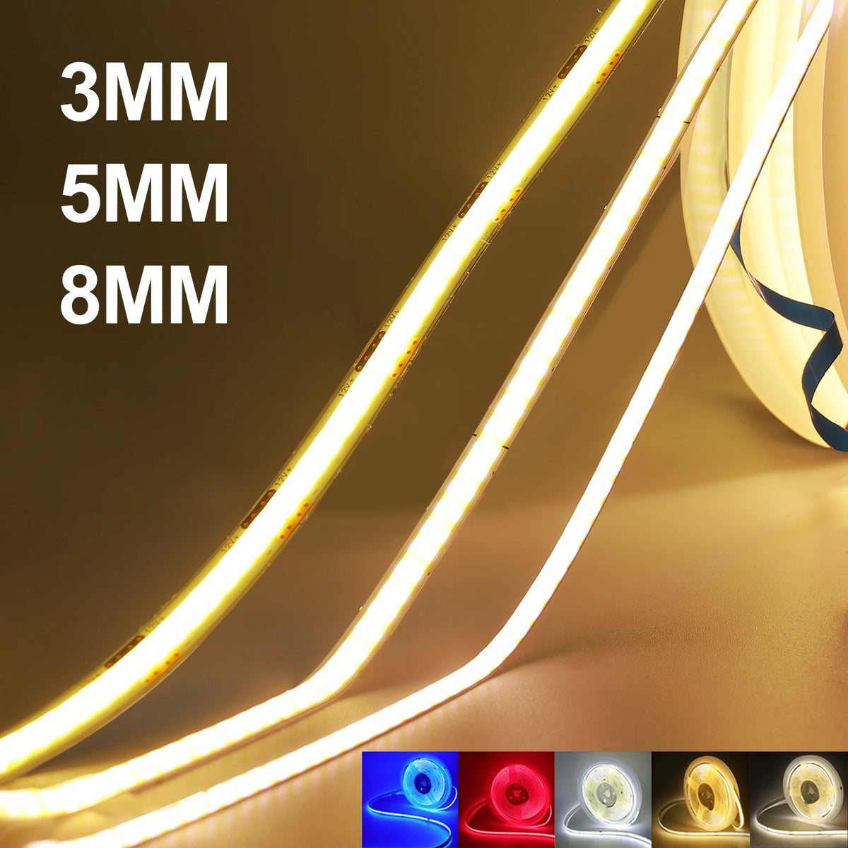 Striscia LED COB USB 5V 3/5/8 mm Multi‑colore per TV e decorazione