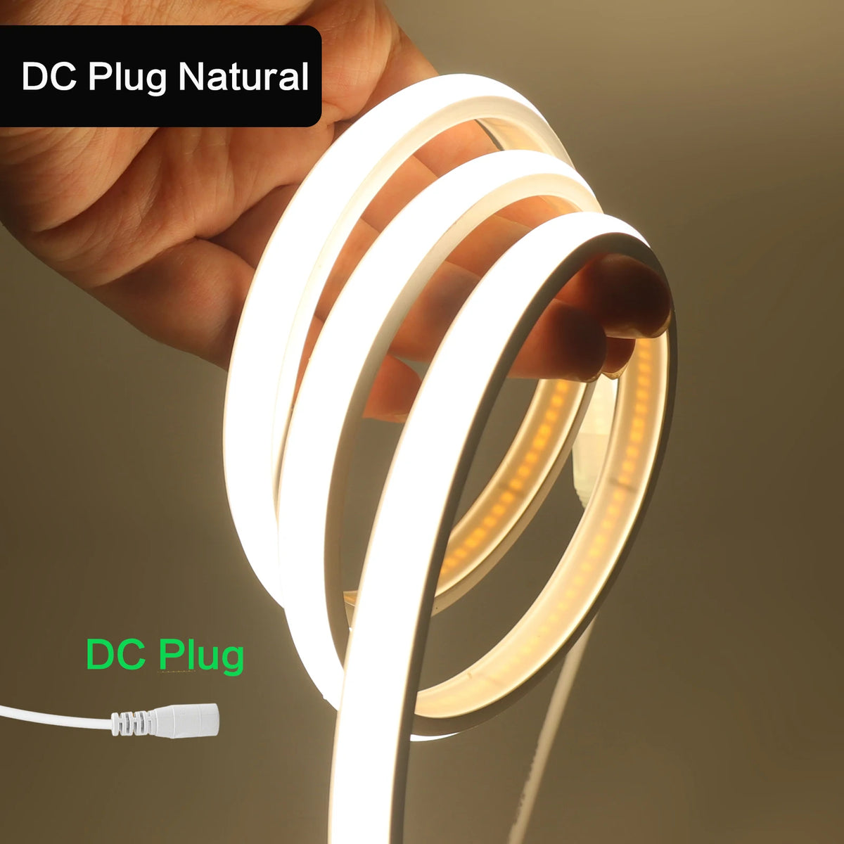 Striscia LED Neon 5V USB, 320 LED/m, dimmer, IP68, luce calda/bianca
