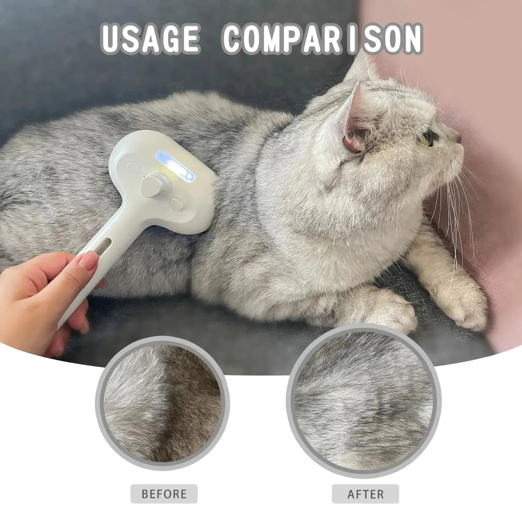 Spazzola Elettrica 3-in-1 per Cani e Gatti, Pettine in Acciaio Curvo con Spray…
