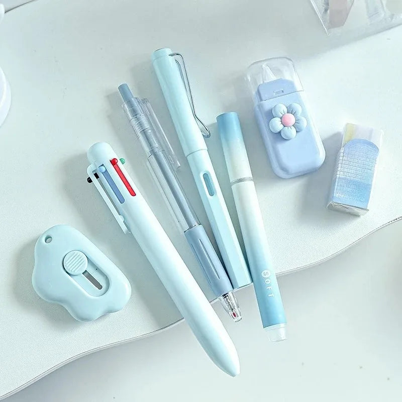 7pcs/set Cream Color Cute Stationery Set Office Supplies School Student Gift Kawaii Writing Supplies