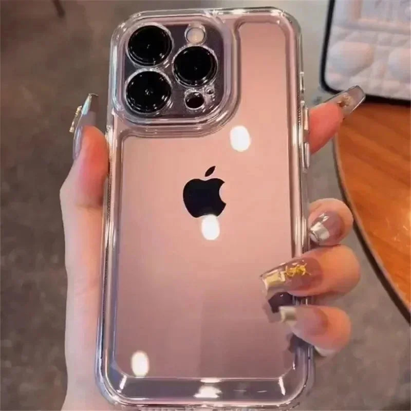Luxury Silicone Transparent Shockproof Armo Case For iPhone 15 17 16 14 13 12 18 Pro Max 17 Air 16E Phone Clear Protection Cover