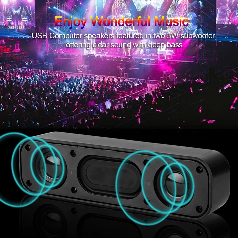 Soundbar USB da 2x3W per PC, Laptop e TV – Design Compatto e Plug‑and‑Play