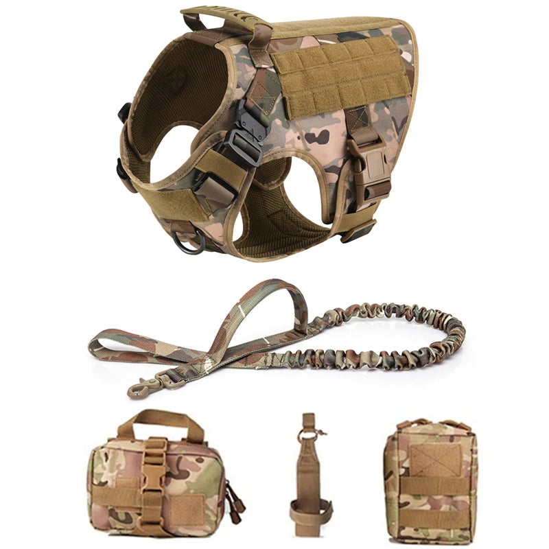 Giubba tattica militare per cani – Set imbracatura e guinzaglio