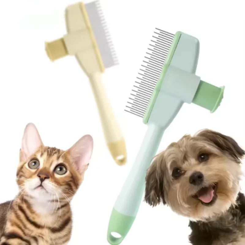 Pettine auto‑pulente a un pulsante per cani e gatti – Rimuove peli e massaggia