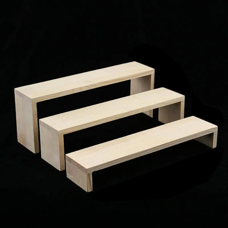 U-Shaped Stepped Wooden Display Stand Portable Shelves Organizers Perfume Doll Cupcakes Jewelry Storage Organization