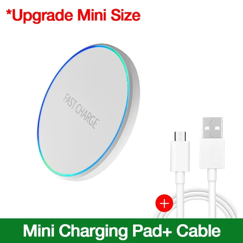 Station di ricarica wireless veloce 15W per iPhone e Android, LED e porta Type‑C