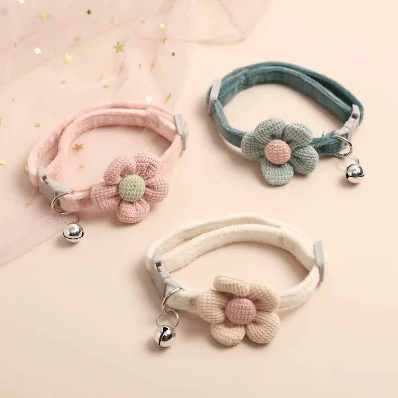 Collarlo per Gatto con Fiore Regolabile a Scatto - Campanellino