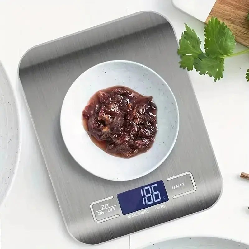 Bilancia da cucina LCD 10 kg, acciaio inox, precisione 1 g