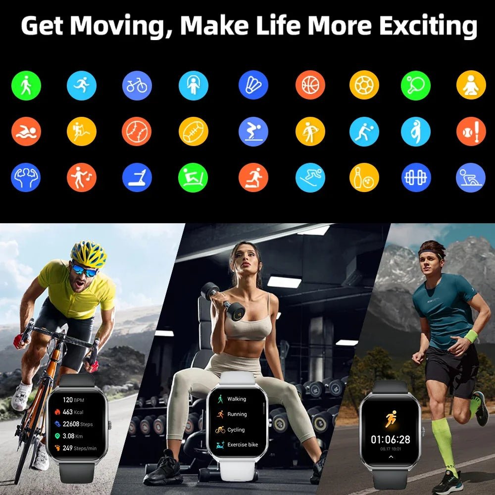 Smart Watch Uomo Donna 1.96" AMOLED HD | BT Call | Fitness Tracker