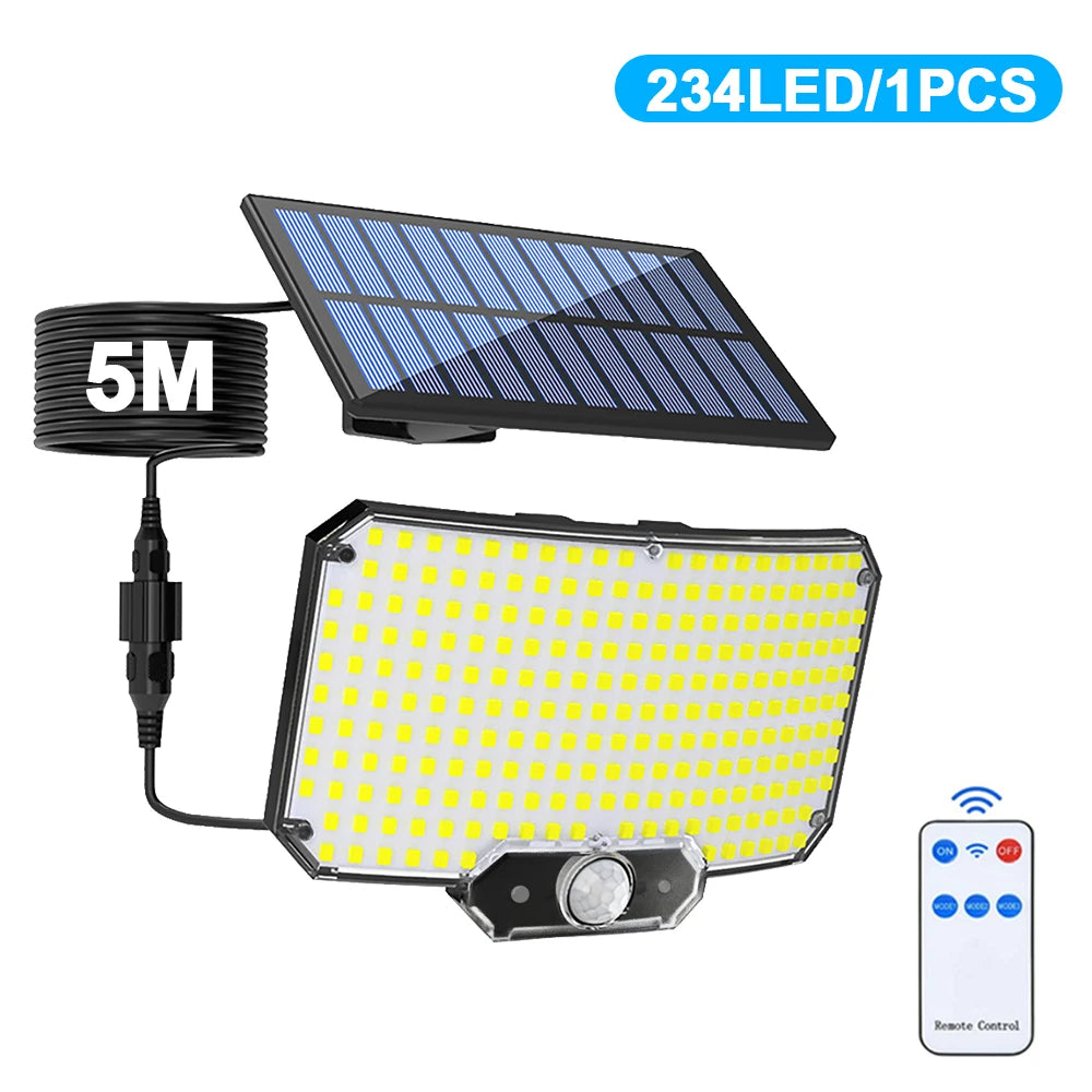 Lampada Solare LED 234/318/348 con Sensore di Movimento, 3 Modalità, IP65…