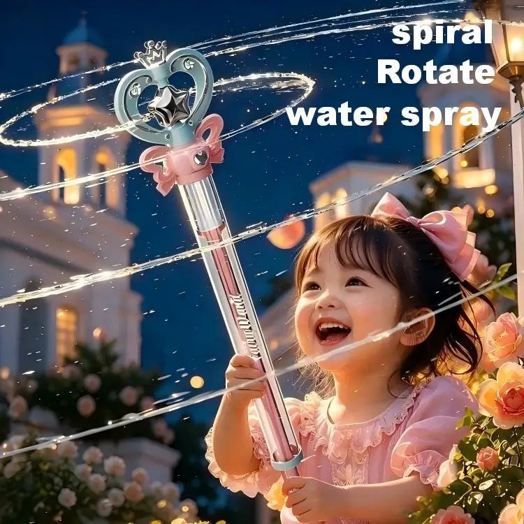 Summer Magic Fairy Wand Water Gun Shiny Glowing Outdoor Water Play Toy Children's Birthday Gift Pull-Out Water Cannon Battle