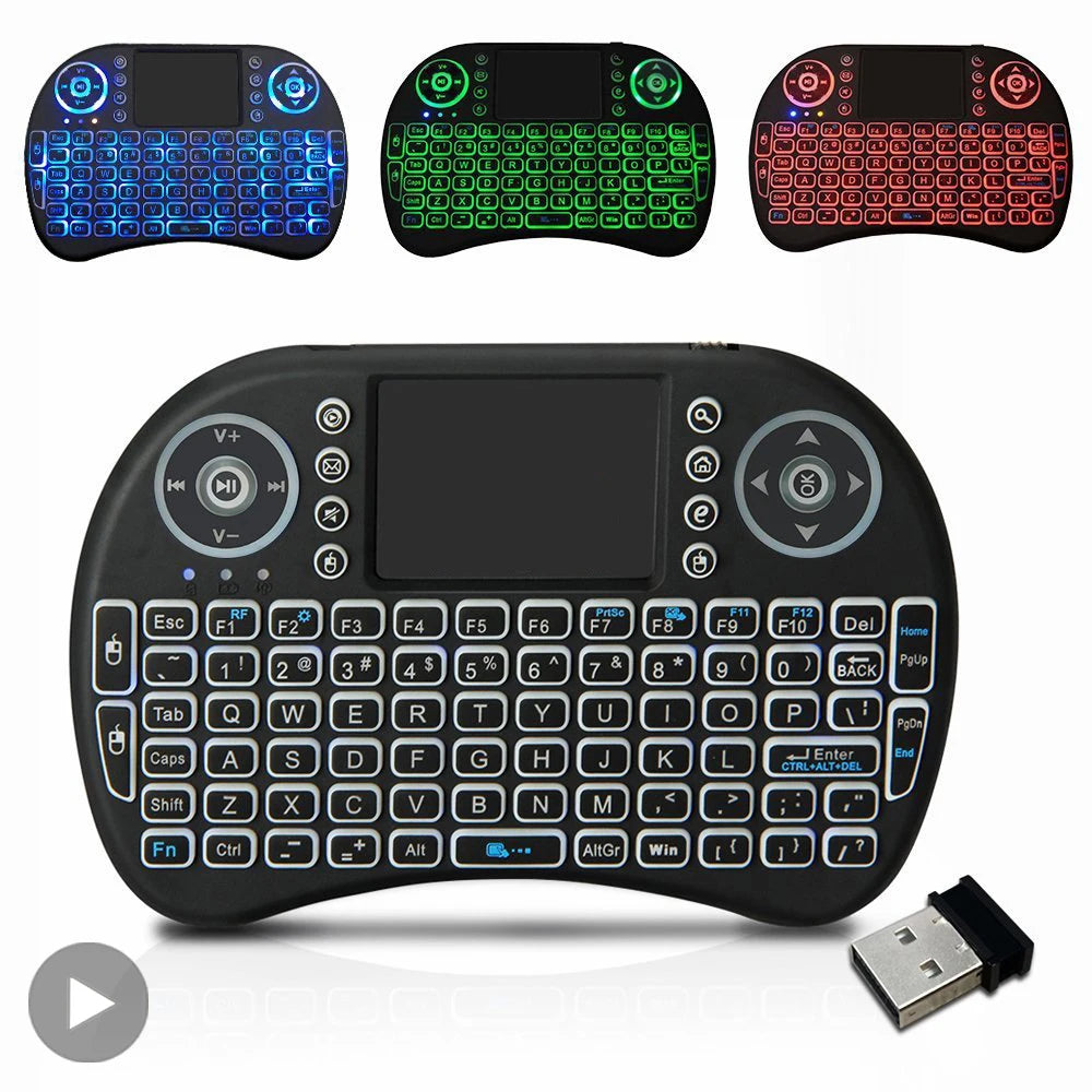 Tastiera mini wireless retroilluminata con touchpad e supporto multilingua