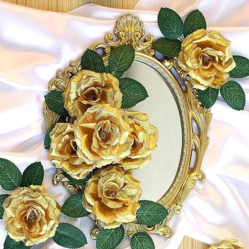 5/10/20Pcs 8cm Gold Blossom Silk Rose Artificial Flower Heads for Home Room Wedding Valentine's Day Decorations Fake Flowers
