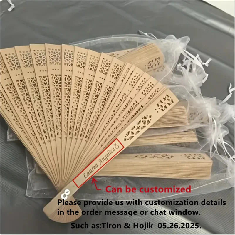 Personalized Folding Wooden Hand Fans Custom Engraved Wedding Fans Party Favor Bridal Shower Gifts for Guests Souvenir