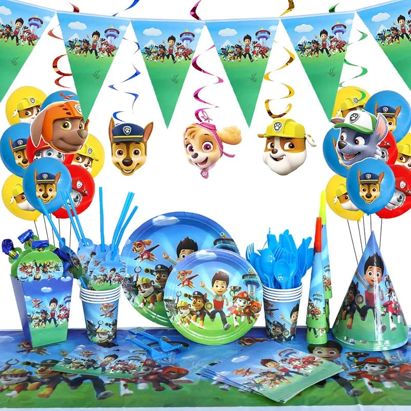 PAW Patrol Birthday Party Decoration New Version Balloon Set Disposable Tableware Kid Event Supplies Banner Backdrop Gift