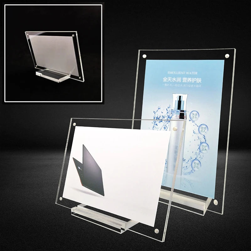 Acrylic Desktop Display Frame Transparent Photo Frame Poster Display Stand Postcard Certificates Price Tags Display Frame