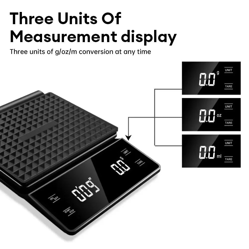 Bilancia da caffè digitale 3 kg con timer e precisione 0,1 g