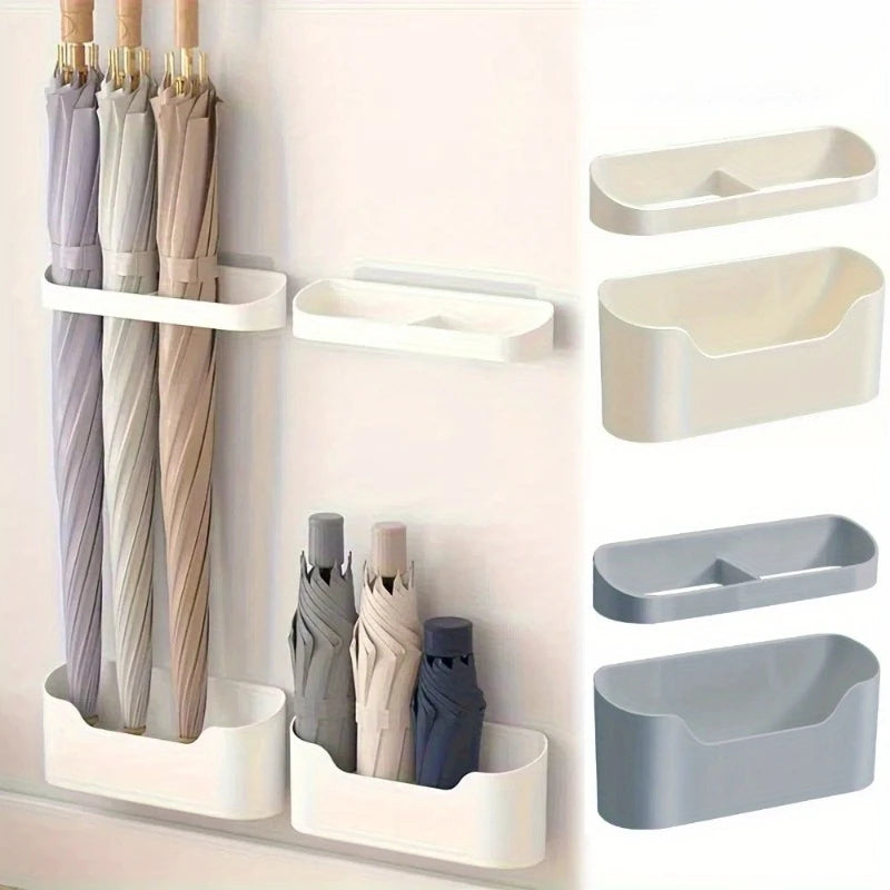 Wall-Mounted Umbrella Stand with Drip Tray Vertical Storage for Long Handle Umbrellas Space-Saving Organizer for Indoor Use