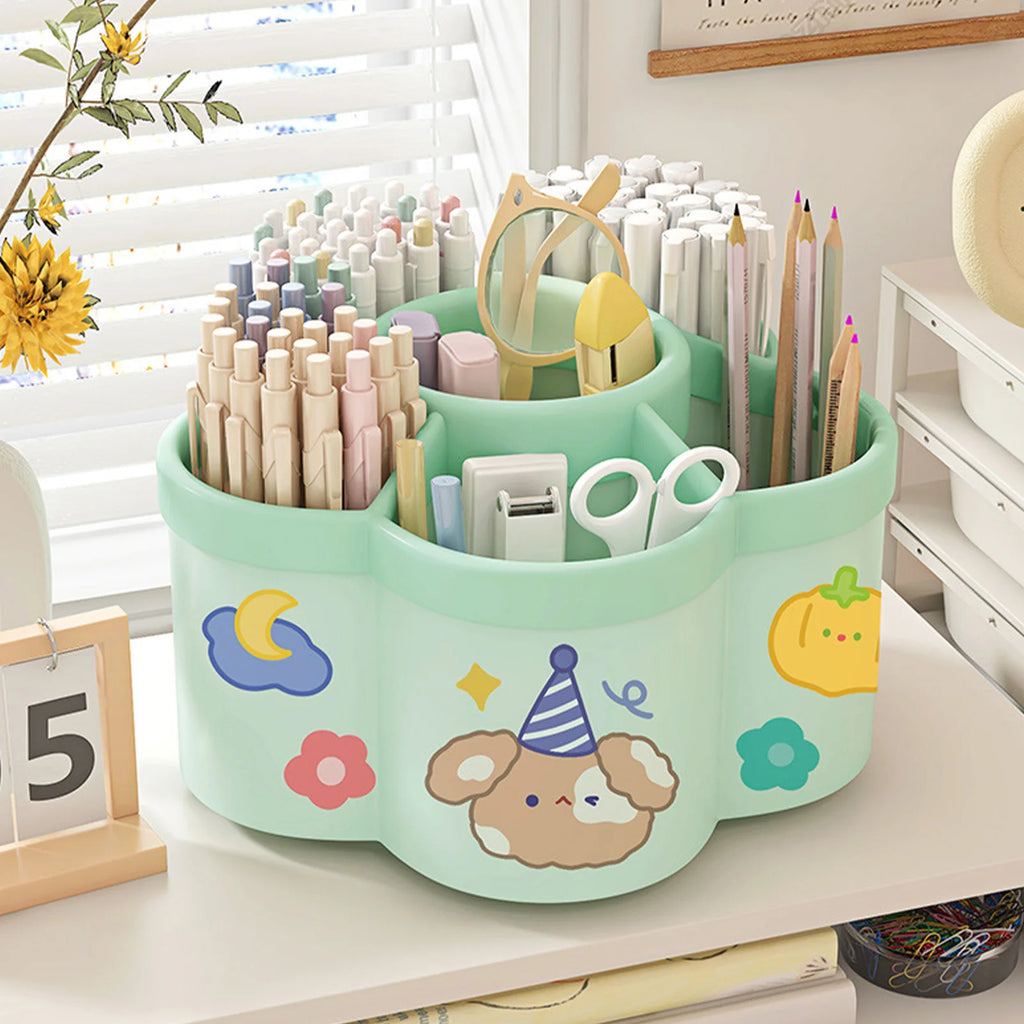 Rotating Pen Holder Desk Organizers Large Capacity Pen Storage Box Cosmetic Brush Organization Box Study Dormitory Accessories