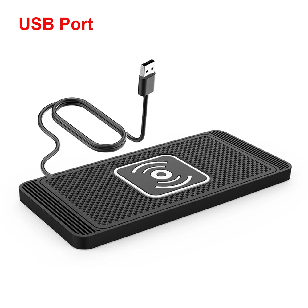 Pad ricarica wireless auto 15W silicone antiscivolo per iPhone e Android