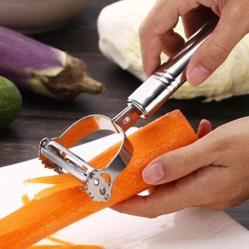 Grattugia e Pelapatate in Acciaio Inox 2 in 1 – Julienne per Verdure e Frutta
