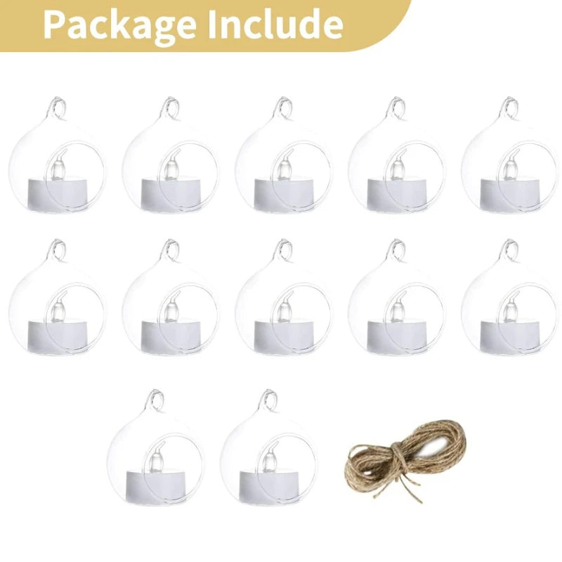 Portacandele sospeso in vetro 8 cm – Sfera trasparente per tealight, LED o…