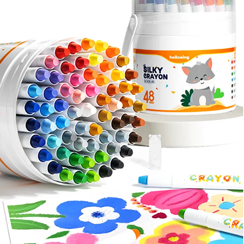 Set di 12 pastelli a cera Twist-Up, setosi e lavabili, colori vivaci