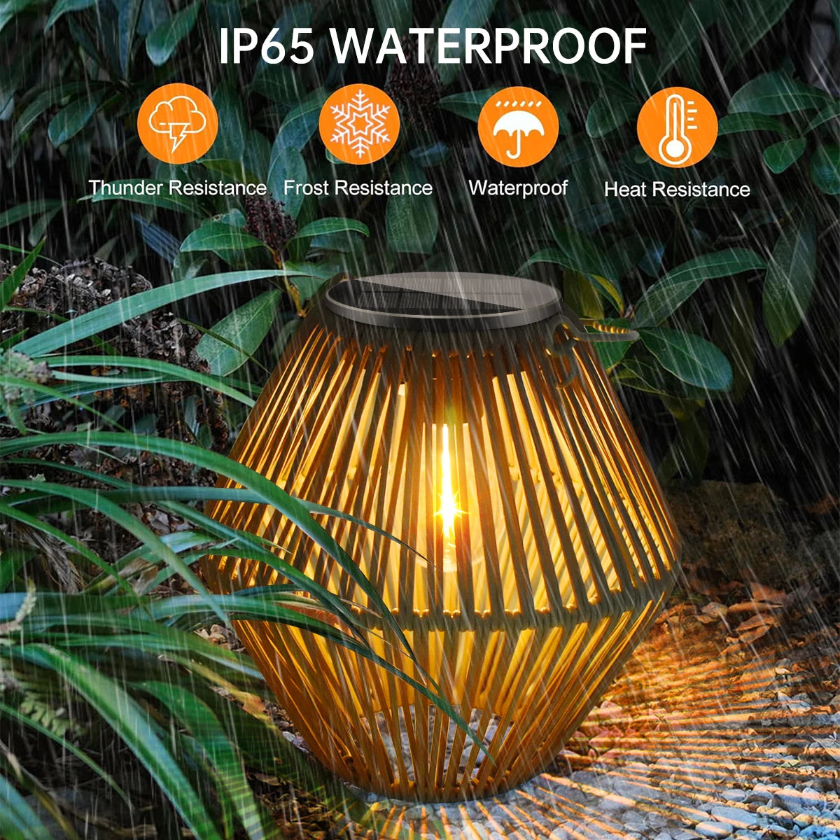 Lanterna solare in rattan impermeabile IP65 per giardino e patio