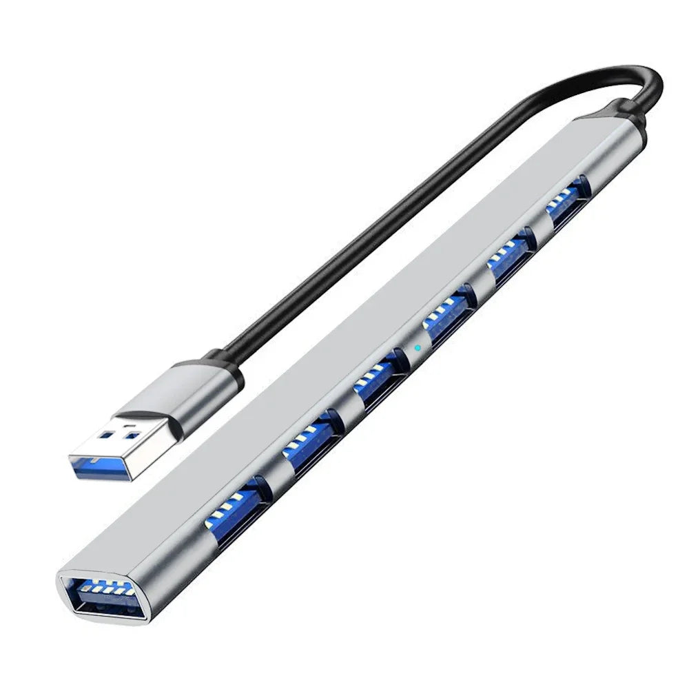 Hub USB 3.0 7 porte, alluminio, compatibile Type‑C e USB 3.0