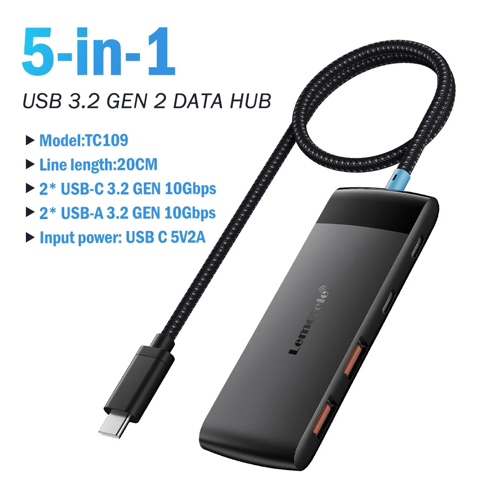 Hub USB 3.0 Type‑C 4 porte per laptop – compatibile con Lenovo, MacBook, Dell