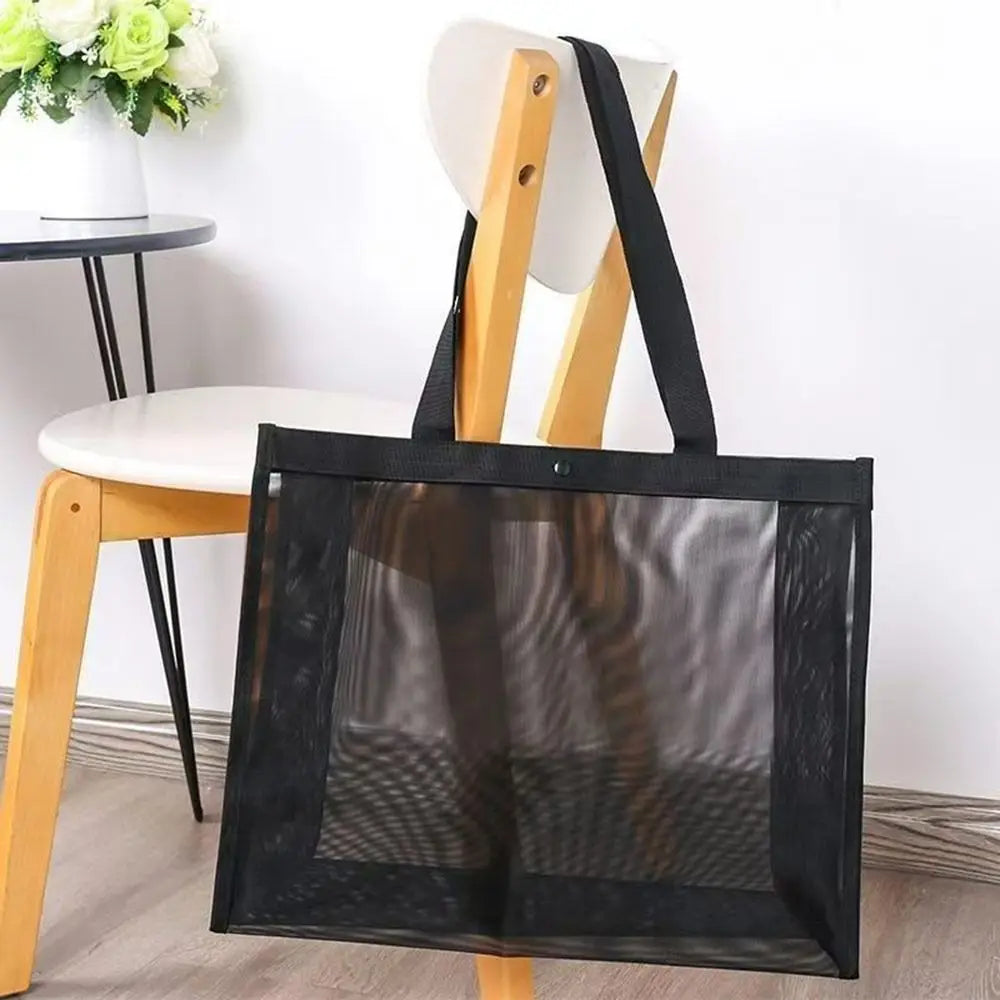 New Mesh Shoulder Bag Large Capacity Transparent Beach Bags Hollow Multifunctional Makeup Storage Bag Travel