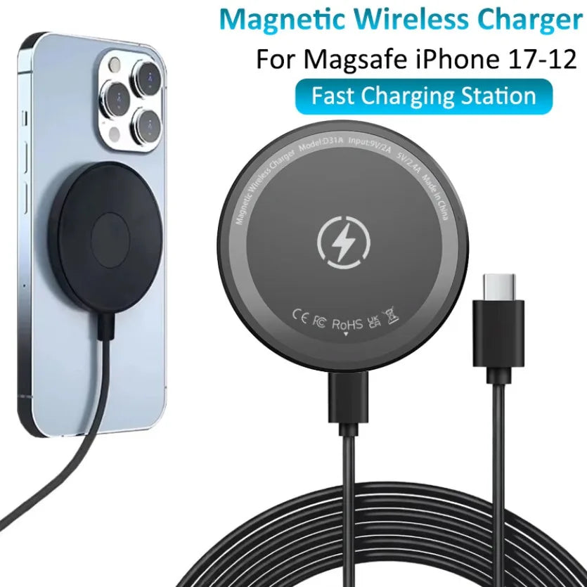 VIKEFON 15W Phone Magnetic Wireless Charger Pad For Magsafe iPhone 17-12 Pro Max Airpods 4 Pro Magnet Fast Charging Station