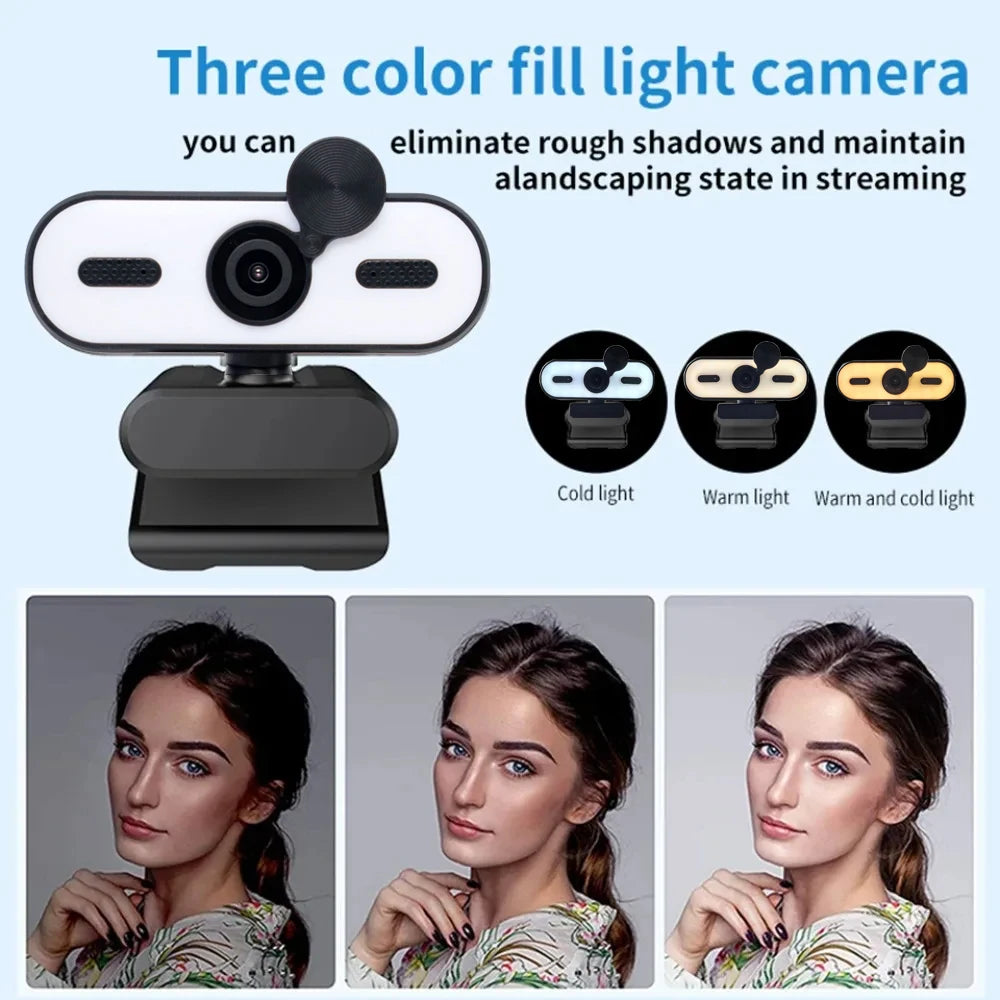 Webcam HD 4K 1080p con autofocus, microfono anti rumore e copertura privacy