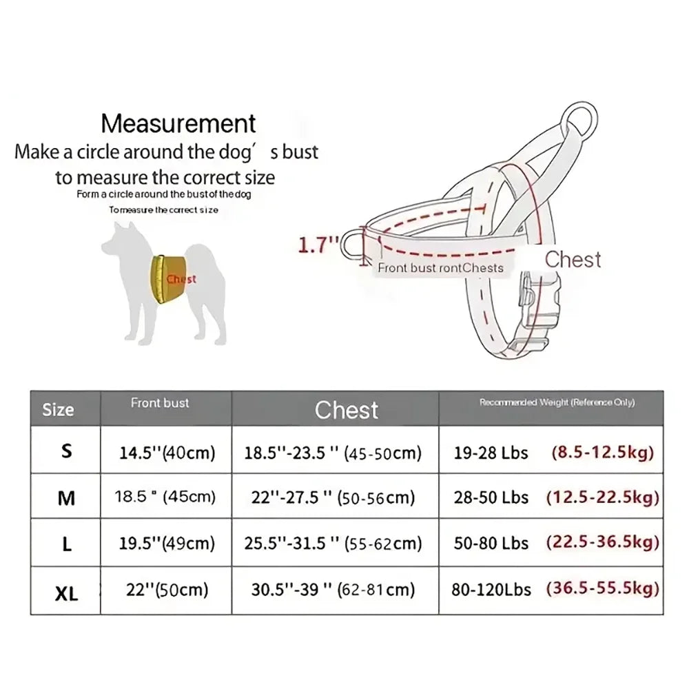 Imbrago anti-tiro in nylon 1000D per cani grandi con manico riflettente