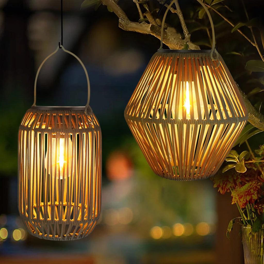 Lanterna solare in rattan impermeabile IP65 per giardino e patio