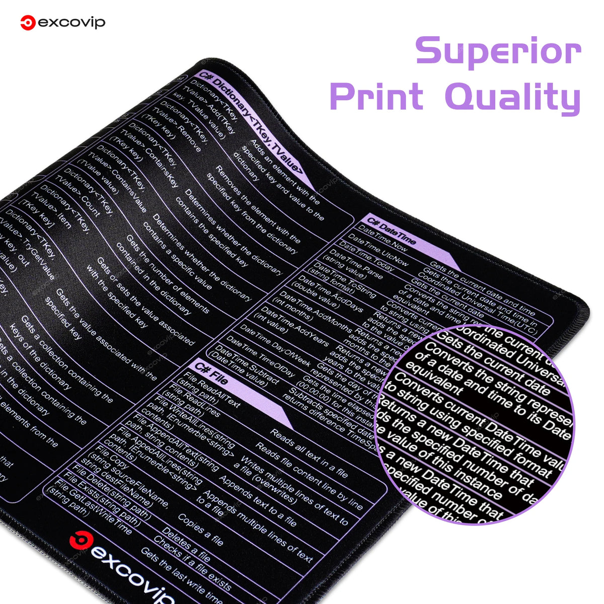 Tappetino per mouse grande con scorciatoie C# – superficie in tessuto ultra…