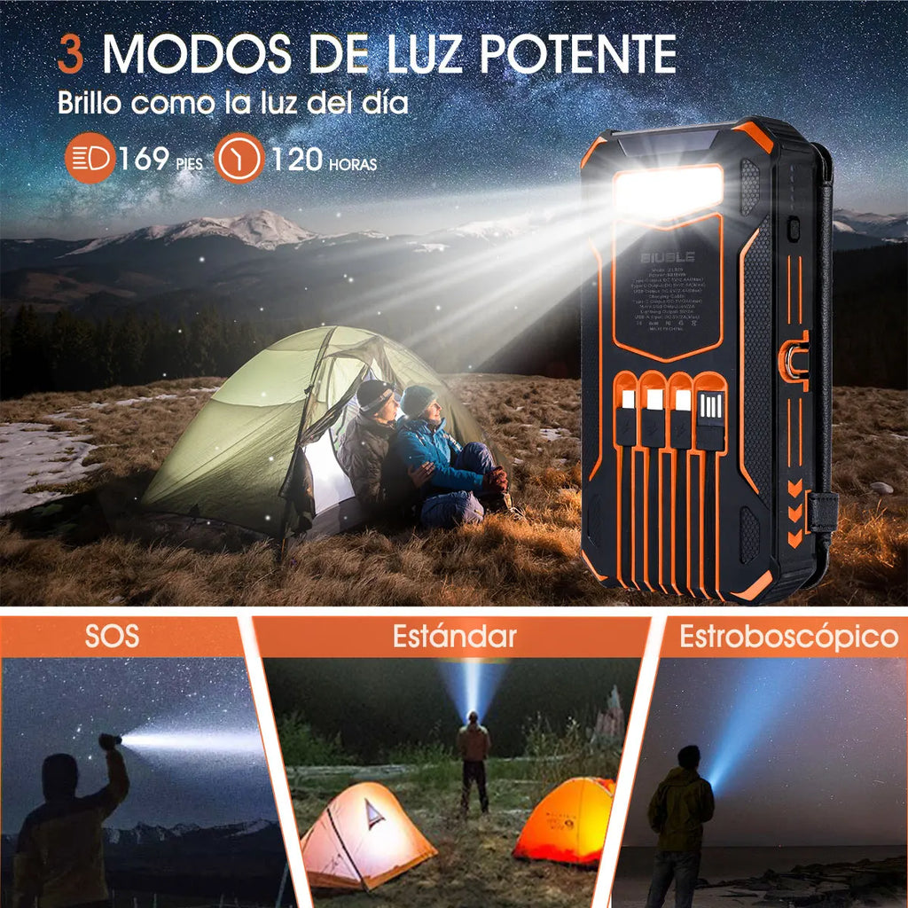 Power Bank 20000 mAh con Ricarica Solare – Compatibile iPhone, Xiaomi, Huawei