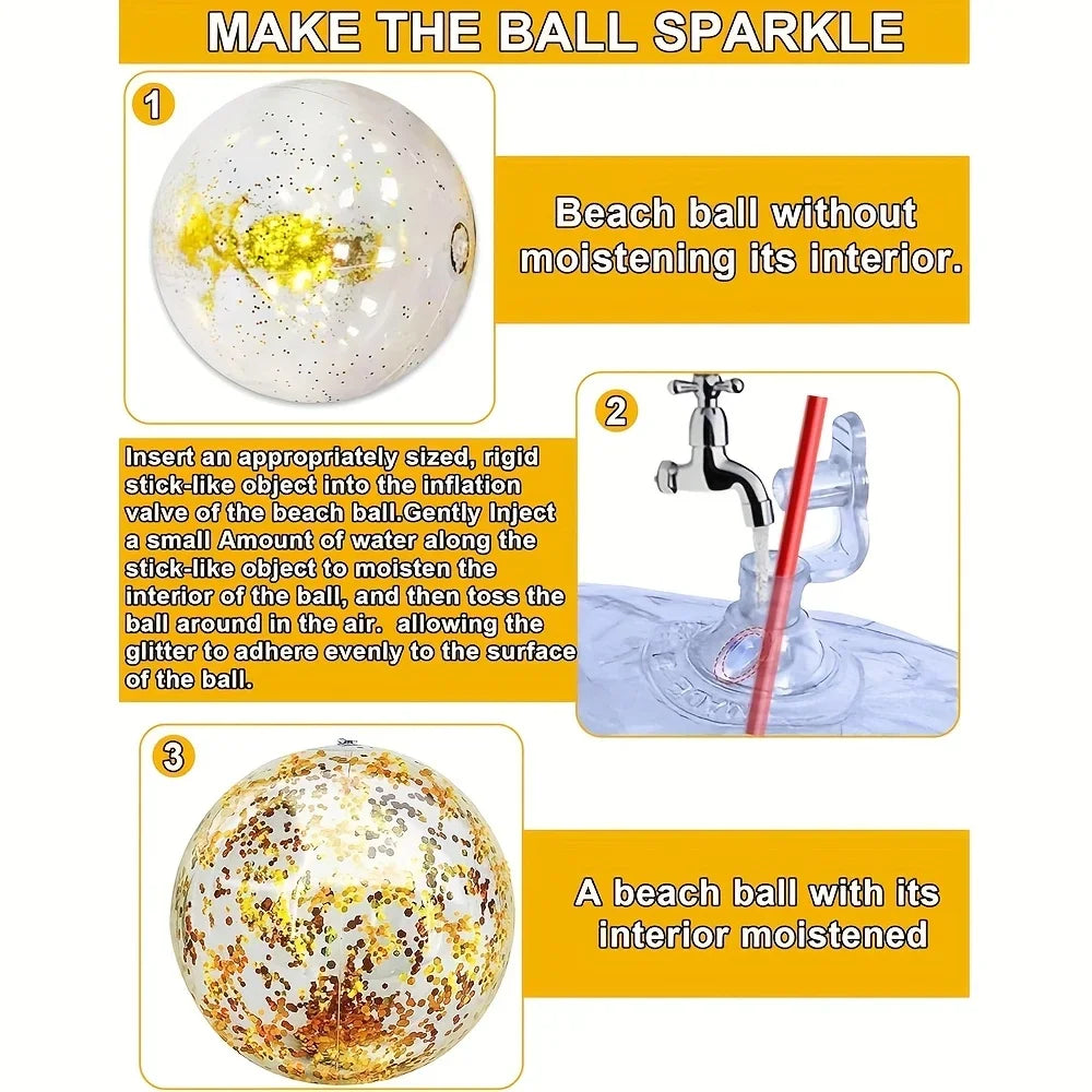 Palla gonfiabile in PVC con paillettes – colori vivaci per piscina e feste…