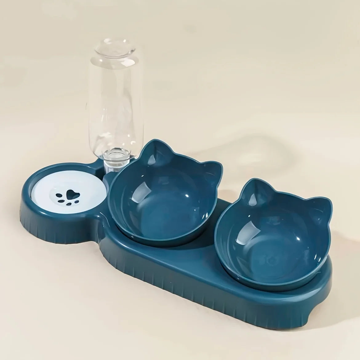 Set ciotole 3 in 1 per gatto con dispenser d'acqua a gravità e design inclinato