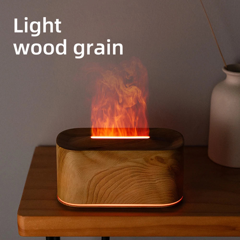 Diffusore aromaterapico con effetto fiamma, umidificatore silenzioso a nebbia