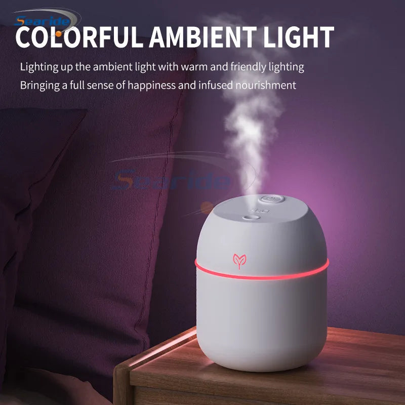 Umidificatore USB 200 ml con diffusore aromi e luce LED per casa e auto
