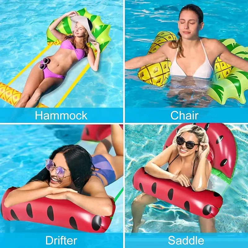 Foldable Fruits Floating Water Hammock Lounger Water Toys Inflatable Floating Bed Chair Summer Swimming Pool Water Hammock Bed