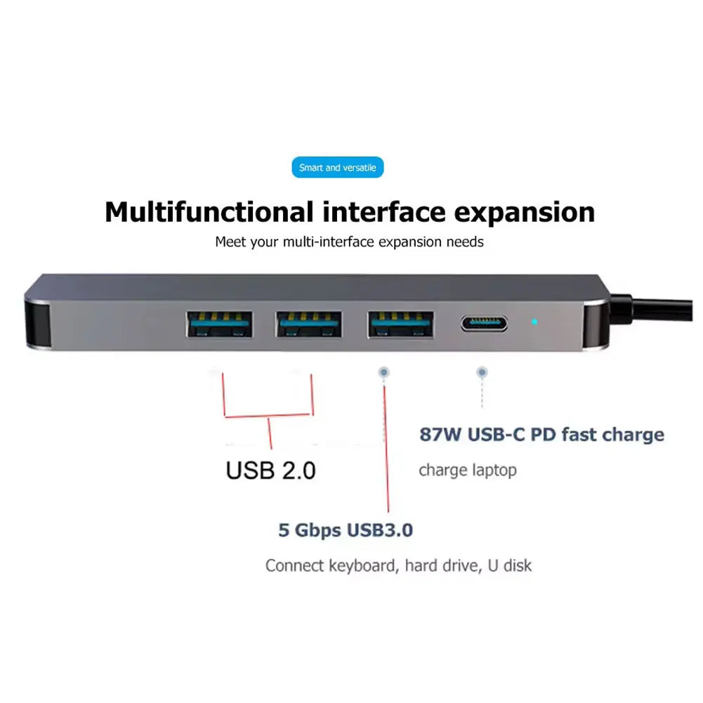 Hub USB‑C 5 porte con HDMI 4K e Power Delivery fino a 87 W